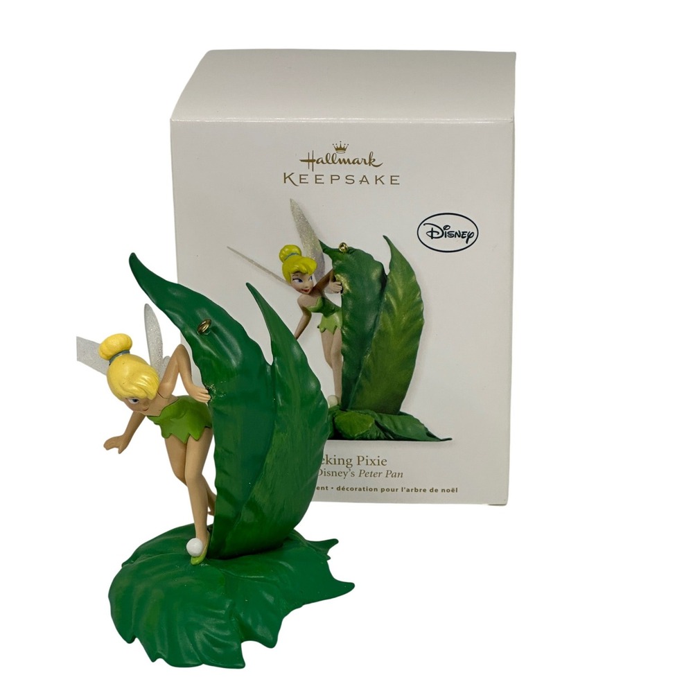 Hallmark Keepsake Peeking Pixie Walt Disney Peter Pan Ornament Green Snowflake